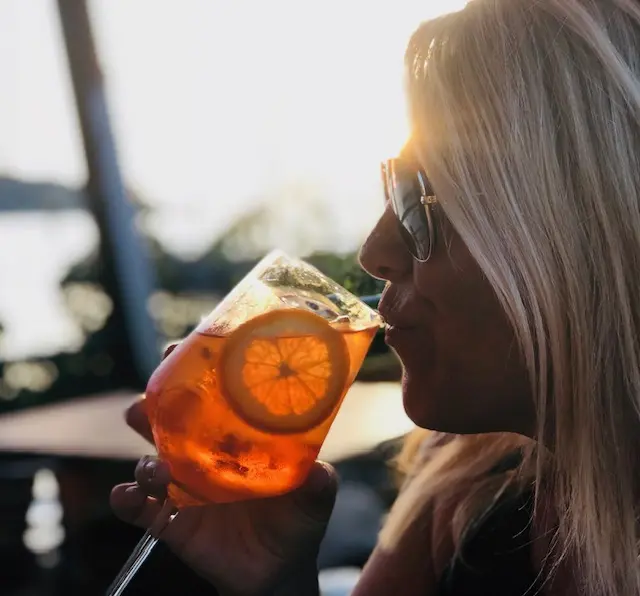 Enjoying an orange spritz in the golden California sunshine
