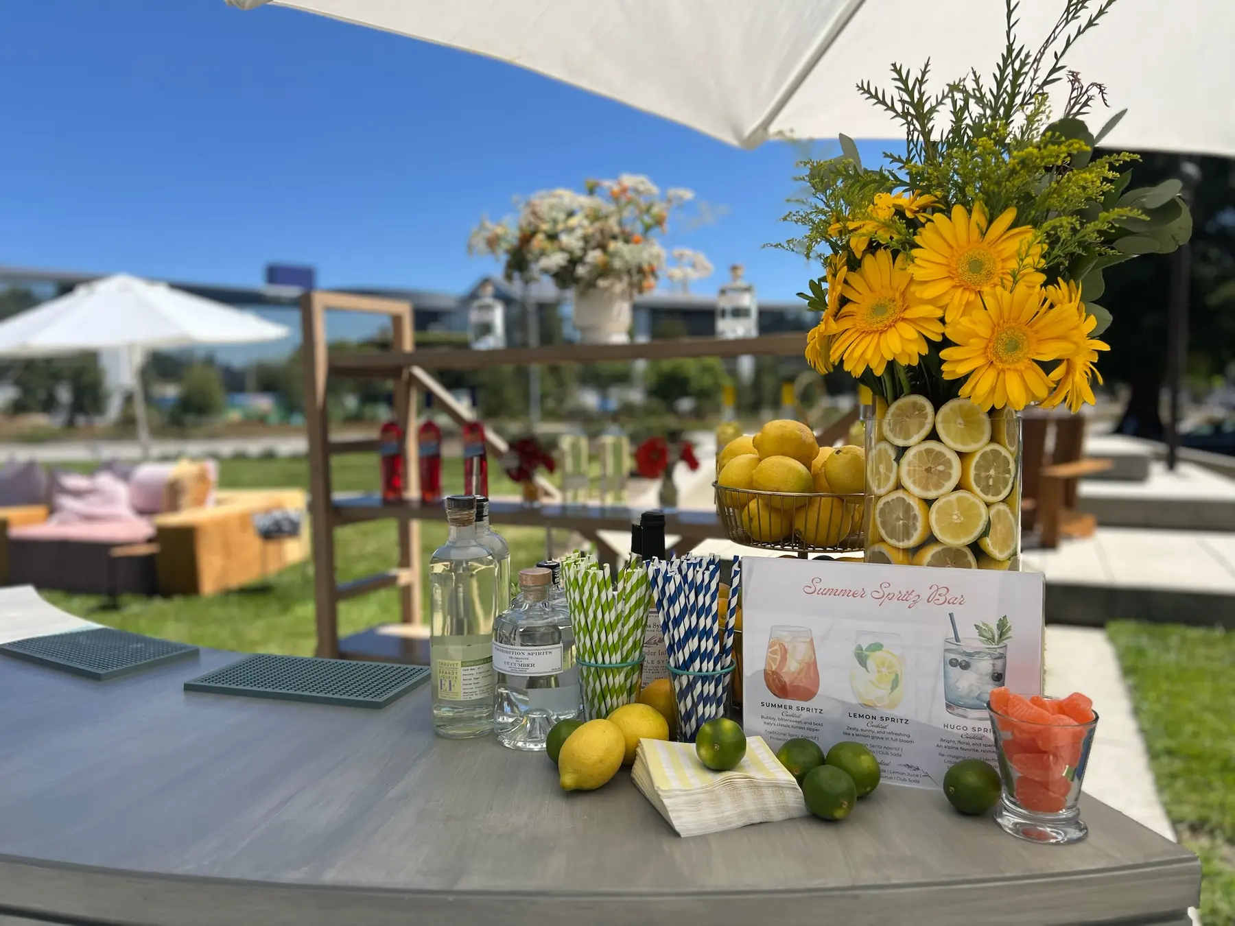 A sunny outdoor Summer Spritz Bar in California
